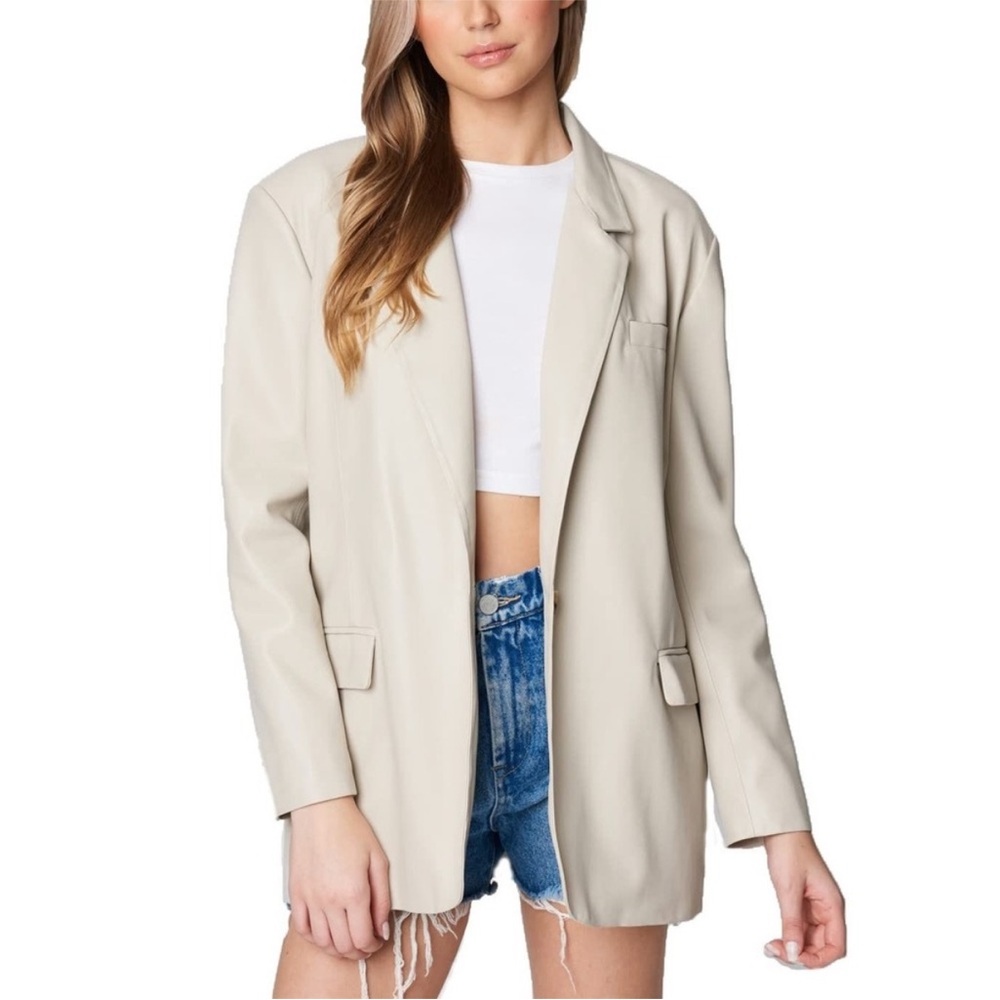 NEW BLANK NYC Bare Essential faux‎ leather Jacket blazer Large